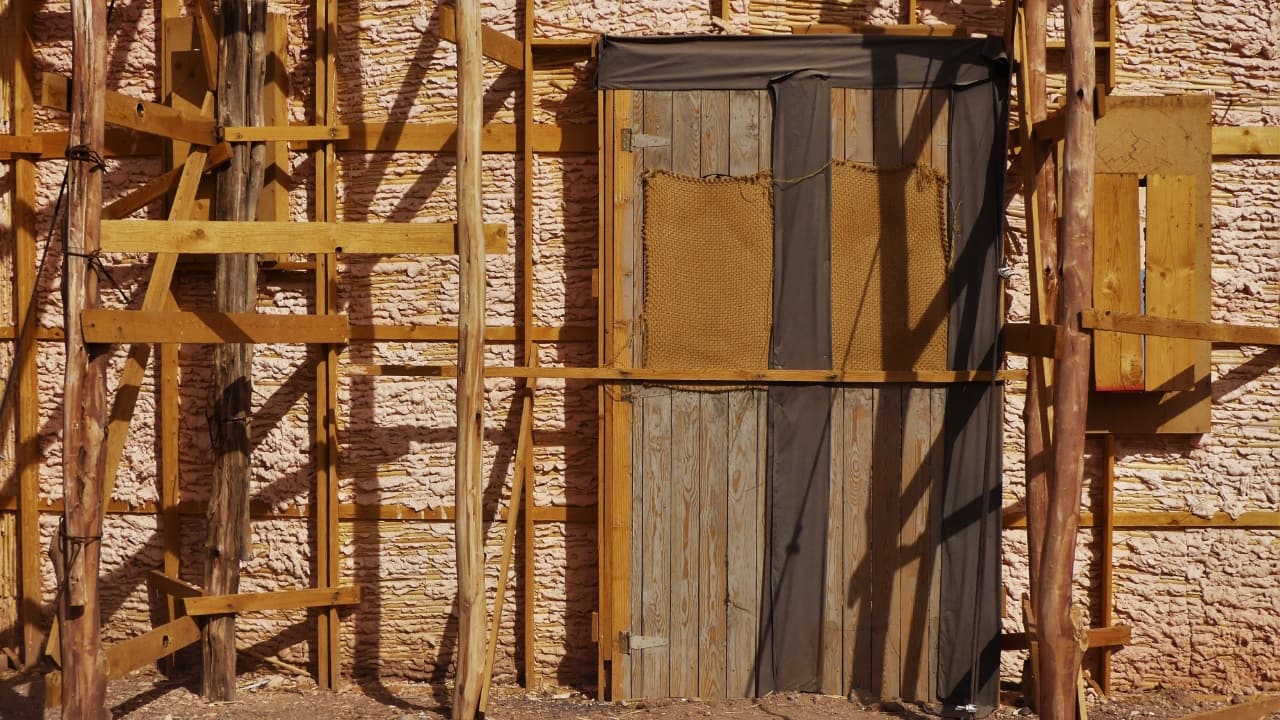 Even further outside London. Abandoned film set detail, Morroco. Pic: 