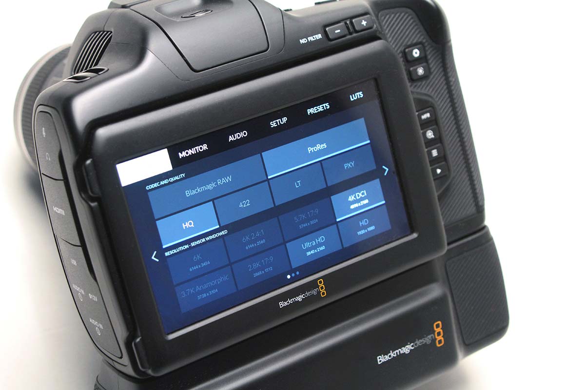 BMPCC 6K Pro menu system.