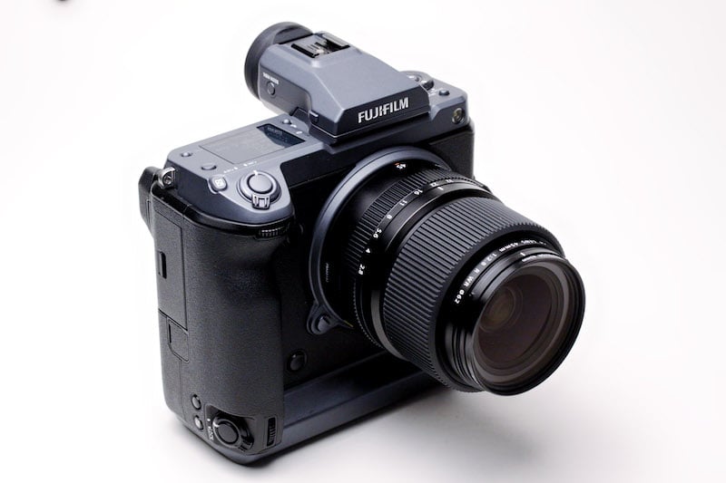 Fujifilm GFX100 medium-format mirrorless camera with GF 45mm f2.8 WR lens