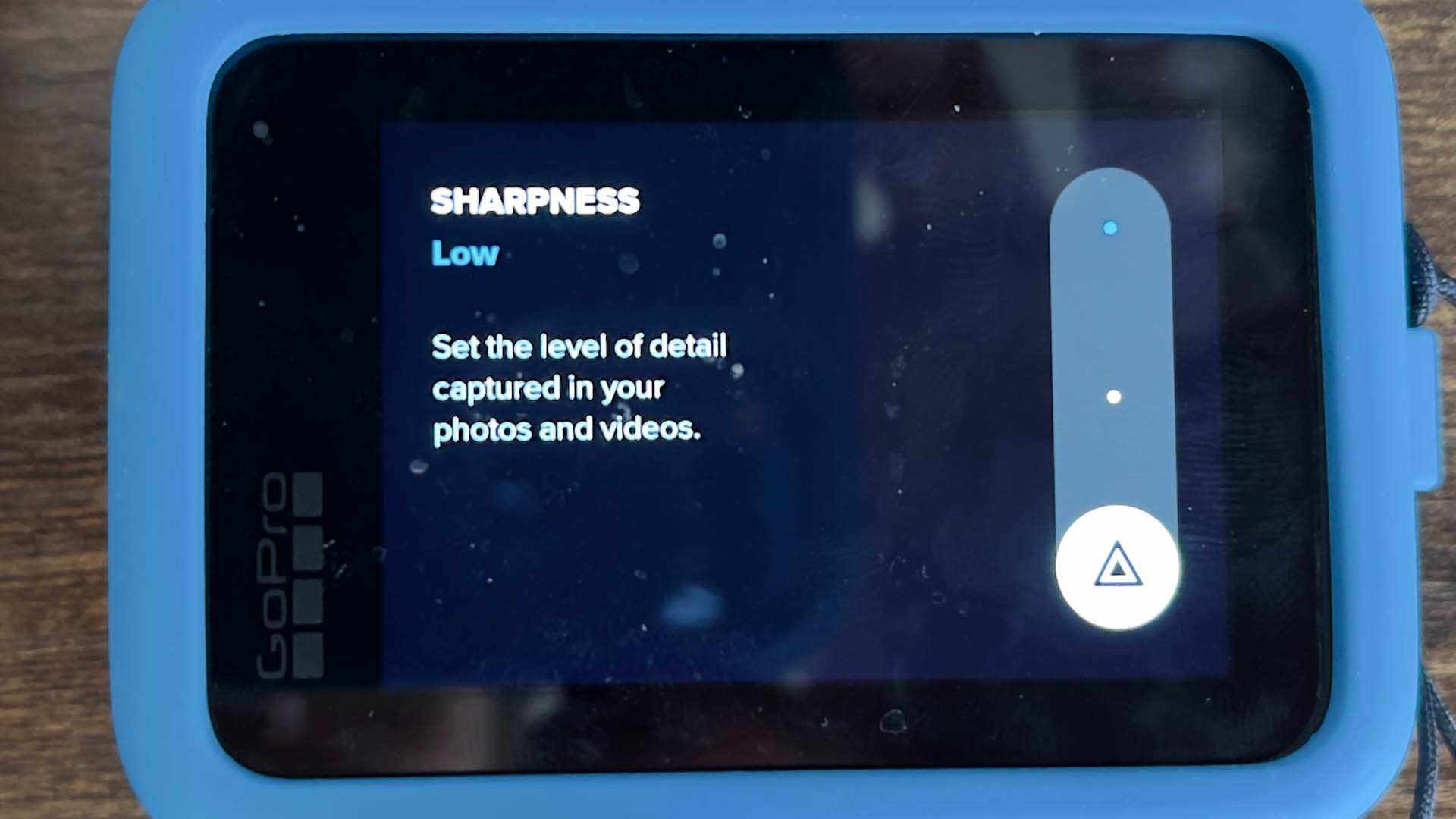 GoPro HERO10 Sharpness settings.