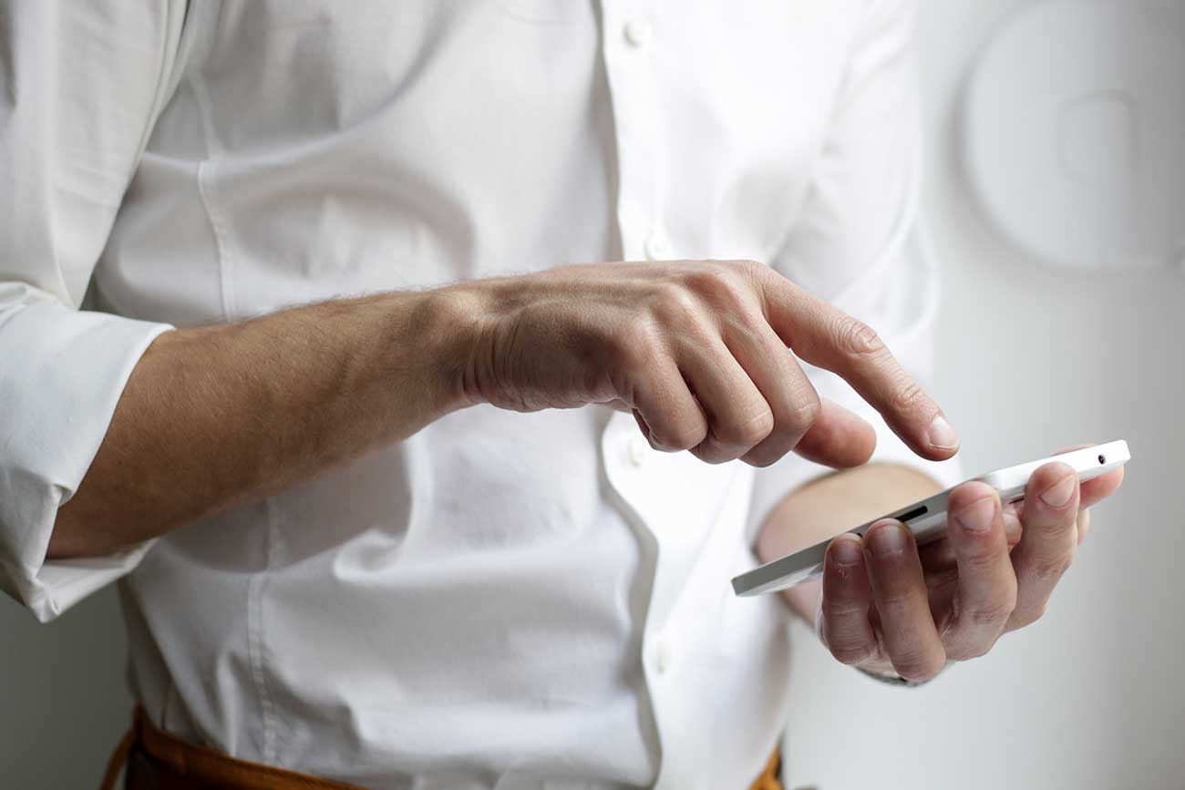 Man using a smartphone.